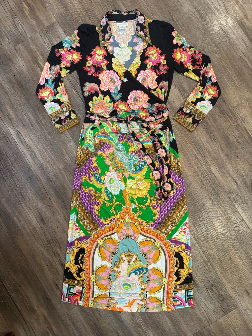 Camilla Jersey Collared Maxi Wrap Dress Sundowners In Sicily Silk Crystal Sz M - Picture 2 of 13